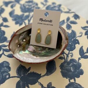 Madewell Amazonite Stone Drop Earrings in Pale Green with Gold Accents